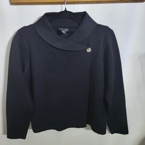 Adrienne Vittadini Women's Black Sweater Side Button Closure, Size M